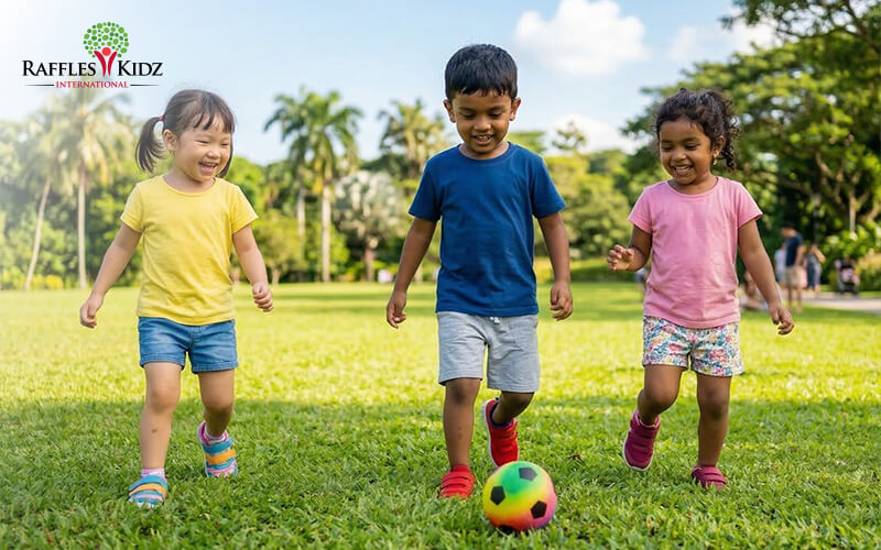 A group of children playing outdoors